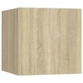 Miniatyrbillede 2 af 6: Sæt af 2 natborde med skab med dør 30,5 x 30 x 30 cm ingeniørtræ farve eg DEC035867 kastanj