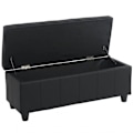 Miniatyrbillede 2 af 4: Bænk med opbevaringskiste i sort syntetisk materiale 112 x 45 x 45