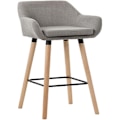 Miniatyrbillede 1 af 6: Bar lounge taburet x1 skandinavisk design grå stof sæde træben metal fodstøtte 10_0004917 kastanj