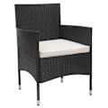 Miniatyrbillede 2 af 4: Salon til balkon have i sort polyrotin, sofa, stole, bord, creme puder
