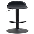 Miniatyrbillede 3 af 6: Sæt med 2 barstole med fodstøtte i sort PVC, trompetfod i sort metal 10_0004261 Metall
