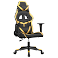 Miniatyrbillede 1 af 6: Kontor stol gamer med hjul og lændepude i sort og guld PVC DEC025905 Svart
