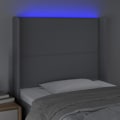 Miniatyrbillede 3 af 5: Hovedgærde til soveværelse med LED-møbel 93 x 16 x 118/128 cm lys grå stof TDL0201227 Grå