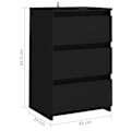 Miniatyrbillede 5 af 5: Natskab med 3 skuffer 40 x 35 x 62,5 cm sort agglomerat DEC034448 Svart