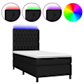 Miniatyrbillede 1 af 6: LED-sengekarm med madras 90x200 cm og sort stof TDL0209024 Svart