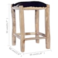 Pikkukuva 4 / 6: 55 cm korkea nahka- ja teak-puu taburetti DEC029470 kastanj