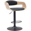 Miniatyrbillede 1 af 6: Skamler x1 scandinavisk design i sort PVC med lys træstruktur og sorte metalben 10_0005035 kastanj