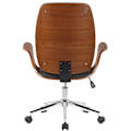 Miniatyrbillede 4 af 4: Klassisk og komfortabel kontorstol med ergonomisk ryg, justerbar højde i sort syntetisk materiale, træ og metal.