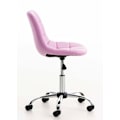 Miniatyrbillede 3 af 6: Rosa PVC og krom metal justerbar højde kontorstol taburet med hjul 10_0002491 Metall
