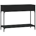 Miniatyrbillede 4 af 6: Elegant design konsolbord til entre med skuffer 100 x 34,5 x 75 cm ingeniørtræ og sort metal DEC032071 kastanj