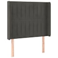 Miniatyrbillede 2 af 6: Hovedgavl til soveværelse møbel med LED 103 x 16 x 118/128 cm mørkegråt fløjl TDL0201181