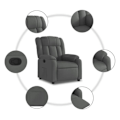 Miniatyrbillede 4 af 6: Fauteuil relax TV med behagelig polstring, manuel hældningsfunktion i mørkegrå stof DEC027937 Grå