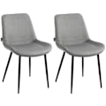 Miniatyrbild 1 av 6: Set med 2 stolar i modernt matborddesign, grå sammetssits och svarta metallben 10_0001638 Grå
