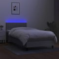 Pikkukuva 3 / 6: LED-sänkykehys patjan ja sijauspatjan kanssa 100x200 cm vaaleanharmaata kangasta TDL0207925 Grå