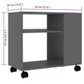 Miniatyrbillede 4 af 4: Side table til stuen på hjul 70 x 35 x 55 cm ingeniørtræ grå DEC032444 kastanj