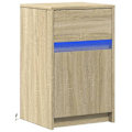 Miniatyrbillede 2 af 6: Sengebord med LED-belysning 38 x 34 x 61 cm ingeniørtræ farve eg DEC032776 kastanj