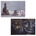 Miniatyrbild 1 av 6: Set om 2 LED-ljusa tavlor väggtavla 40x60 cm timer Buddha + ljus 04_0000452 Flerfärgad