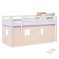 Pikkukuva 1 / 6: Lit mezzanine avec sommier a lattes 90x200cm avec échelle en bois laqué blanc et toile beige lilas incluse sans matelas LIT06246 Beige