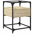 Pikkukuva 4 / 6: Yöpöytä laatikolla 40 x 40 x 55 cm engineered wood tammen värinen lasi ja teräs DEC033859 kastanj