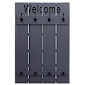 Pikkukuva 2 / 5: Seinänaulakko 8 koukulla welcome 91 x 60 cm harmaansinisestä puusta 04_0008176 Blå
