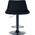 Miniatyrbillede 4 af 6: Barstol x1 justerbar i højden, 360° roterende, sæde i sort PVC med vertikal syning, sort metalben 10_0005423 Metall