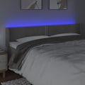 Miniatyrbillede 3 af 4: Sengegavl tilbehør seng soveværelse møbel med LED 183 x 16 x 78/88 lys grå fløjl Ljusgrått
