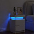 Pikkukuva 4 / 6: Yöpyödän LED-valoilla ja kahdella laatikolla 35 x 39 x 55 cm valkoista kestopuurakennetta DEC033168 Vit