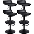 Miniatyrbillede 1 af 6: Barstol x4 med justerbar fodstøtte moderne design i sort PVC og sort metal 10_0004500 Metall