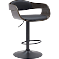 Miniatyrbillede 1 af 6: Taburet i barstol design i skandinavisk stil i sort PVC og grå træstruktur med sorte metalben 10_0005037 kastanj