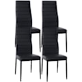 Miniatyrbillede 1 af 4: Spisestuestole - Design - Pakke med 4 - Sort kunstlæder - Sort metalramme - Moderne Svart
