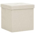 Miniatyrbillede 1 af 6: Foldbar opbevaringspuf 38 x 38 x 38 cm i hvid creme stof DEC026342 Vit