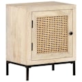 Miniatyrbillede 1 af 6: Nattesbord med skab med dør 40 x 30 x 50 cm mango træ og rattan DEC032930 kastanj