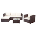 Miniatyrbillede 5 af 6: Sofa-sæt have-sofa bord polyrotin brun med creme pude 04_0004227 Grädde