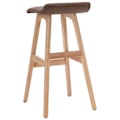 Pikkukuva 4 / 6: Bar Stool x1 korkea tuoli taupe-kankaasta ja puusta DEC029328 kastanj