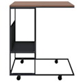 Miniatyrbillede 2 af 5: C-formet søgebord på hjul med hylde 55 x 36 x 63,5 cm sort ingeniørtræ DEC031301 kastanj