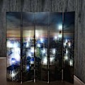 Miniatyrbild 2 av 4: Paravent separator avdelare 5 sektioner 30 LED 180 av 200 mönster New York