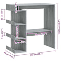 Miniatyrbillede 4 af 5: Multifunktionelt sidebord med barbord og opbevaringshylde 100 x 50 x 101,5 cm grå ingeniørtræ DEC036453 kastanj