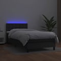 Miniatyrbillede 3 af 6: LED sengestel med satin hovedgærde madras 90 x 200 syntetisk sort Svart