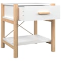 Pikkukuva 5 / 6: 2 kpl yöpöytiä laatikoilla ja hyllyllä 42 x 38 x 45 cm valkoista ja ruskeaa MDF-astiaa sekä metallia DEC034966 Vit