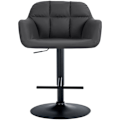 Miniatyrbillede 2 af 6: Barstol høj model x1 med 360° drejefunktion i sort PVC med dekorative syninger, metalstel i sort 10_0005259 Metall