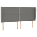 Miniatyrbillede 1 af 6: Hovedgærde til seng med sidekant 183 x 23 x 118/128 cm mørkegrå stof TDL0204960 Grå