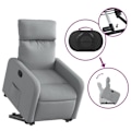 Miniatyrbillede 5 af 6: Fauteuil relax TV med komfortabel polstring, elektrisk løftefunktion i lys grå stof DEC027911 Grå