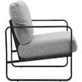 Miniatyrbillede 3 af 6: Design retro chic loungestol i lysegrå stof med ramme i mat sort metal 10_0002819 Grå