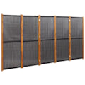 Miniatyrbillede 1 af 5: Paravent separator for room partition 5 panels x black 350 x 180 cm textilene black and wood DEC031018 kastanj