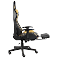 Miniatyrbillede 5 af 6: Kontorstol gaming med drejefunktion og fodskammel i guld og sort PVC DEC026024 Svart