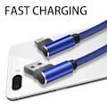 Miniatyrbild 2 av 6: Pack tillbehör för LG K4 4G-smartphone Micro-USB (kabel 90 grader snabb laddning + färgad väggadapter) (BLÅ)