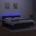 Miniatyrbillede 3 af 6: LED sengestel med hovedgærde madras 160x200 cm sort stof TDL0209190 Svart