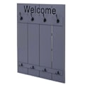 Pikkukuva 1 / 5: Seinänaulakko 8 koukulla welcome 91 x 60 cm harmaansinisestä puusta 04_0008176 Blå