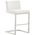 Miniatyrbillede 1 af 6: Barstol x1 moderne design, støtte i rustfrit stål, sæde i hvid PVC 10_0005318 Vit