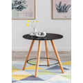 Miniatyrbillede 2 af 6: Høj barbord med rund plade, cirkulært metal fodpanel, plade i sort træ 10_0005526 kastanj